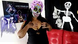 La catrina fucks her dripping wet pussy hard with dildo till squirting orgasms explode