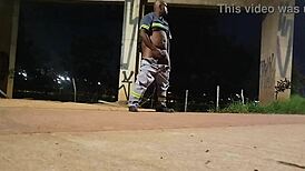 Me masturbating hard on the street with fetish uniform vibes 🔥