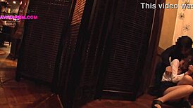 naughty asian bar girl squirts for two guys hidden away