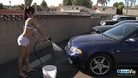 Brunette milf rides monster cock with tight pussy cleaning every inch on sofa cowgirl style