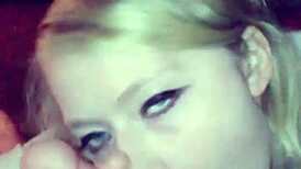 hot big titty blonde amateur drops to knees for pov nut-busting blowjob and handjob lick