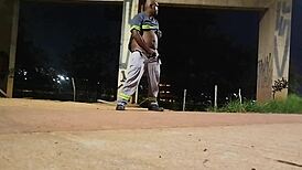 Me masturbating hard on the street with fetish uniform vibes 🔥