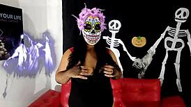 La catrina fucks her dripping wet pussy hard with dildo till squirting orgasms explode