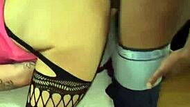 hotwife hooks up young college student in hotel room