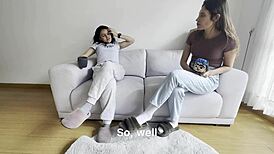 Neighbor's Hot Adult Stepdaughter Sensual Lesbian Scissoring Orgasm