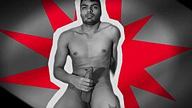 this muscular bodybuilder's solo stroke session turns into a steamy grayscale fantasy