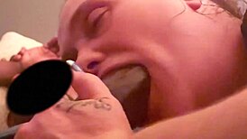 black midget bimbo deepthroats monster bbc with sloppy gagging gumjob in bedroom