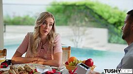 Tushy hottie haley toys up her ass with hubby watching her ride anal bliss