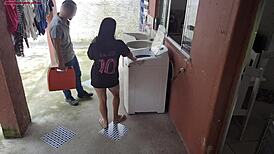 Housewife Pays Washer Tech Ass Fuck Hubby Away
