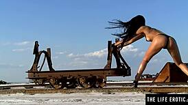 Perfect hispanic teen fingers pussy hard orgasms in desert heels 🔥😈