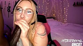 thick pawg streamer chokes on huge bbc deepthroat while shaking fat ass 🍑💦