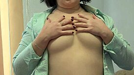 sexy hairy milf in miniskirt fingers pussy then takes anal dildo fuck to orgasm