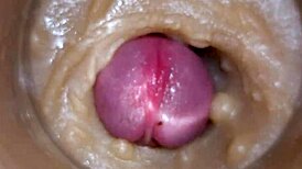 extreme closeup huge sperm injection floods pussy toy cam!!
