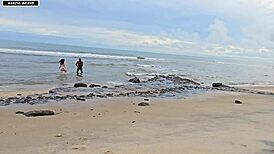 playtime turns into wild beach sex bang with ripped clothes and creampie ohh