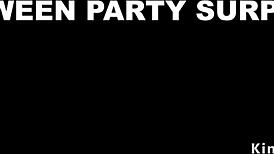 Bound milfs endure halloween strapon anal whipping lezdom party