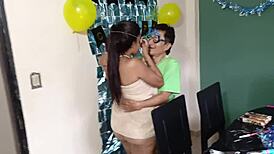 latina gives big tit daddy birthday homemade fuck