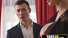 this milf's giant fake tits make seducing daughter's boyfriend super easy 😍🍒