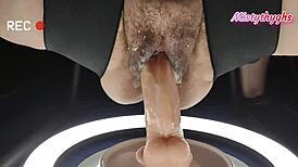 I Cum Hard on Sex Chair with Dildo in My Creamy Cunt