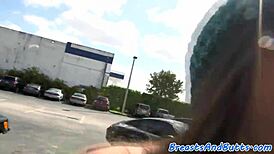 Busty teen rides cock outdoors before facial blast