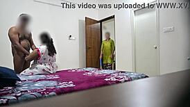 imagine my wife sucking cock and getting pounded hardcore with maid cleaning in background