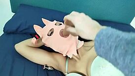 Latin BDSM Slut in Mask Takes Slaps, Spits, Anal and Ass Plug from Master Till Cum!