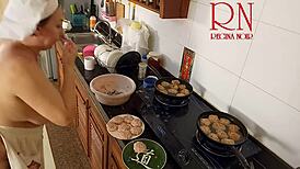 Naked Nudist Regina Noir Cooks As Horny Housewife Maid Full Kitchen Show!