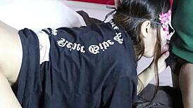 thai busty housewife cosplays and fists anal while squirting cum in mouth