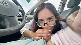 Pretty Latina Neighbor Caught Deepthroating Monster Cock in Car, Swallows Cum After Dirty Talk Tease