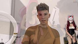 college gamer girl in miniskirt stockings hits debauchery level 34 at brothel