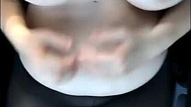 horny stepmom flashes big tits publicly from moving car