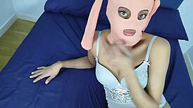Latin BDSM Slut in Mask Takes Slaps, Spits, Anal and Ass Plug from Master Till Cum!