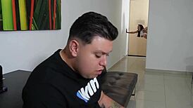 plumber fucks latina wife while husband watches soccer