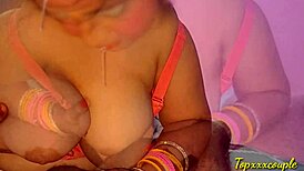 Hot asian housewife milf deepthroats friend twice with cum in mouth close-up. Big tits horny mother-in-law bangs amateur homemade on ranch