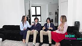 Milf mother-in-law takes stepson's virginity hard