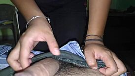 omg this horny Indian babe deepthroats her teacher's huge dick so hard while fingering her wet pussy 👅🍆🔥