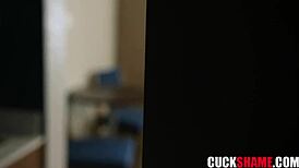 cuck husband spies on wife cheating with lover in steamy encounter