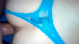 What happens when a slut gets pounded doggystyle, panties still on?