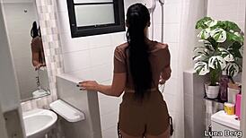 Naughty step sister, I creamed you in shower!