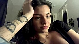 Hot girl reveals her sexy big tits up close