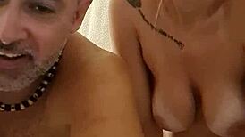 aline milf's hairy mature wife bathroom creampie gaping with cute ass