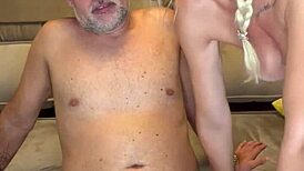 aline and flavio's cute blonde milf creampie homemade orgasm in bed