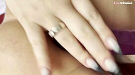 big titted blonde Elis Nebsniak masturbates hard with double dildo in pussy and ass till orgasm