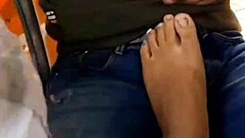 Licking Goddess Feet in Restaurant Fantasy with Small Cock Humiliation and Spitting