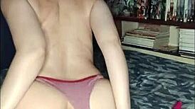 Do you like watching this horny housewife grope her big latina ass in bathroom?