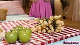 victoria voxxx and lilly bell kiss finger hairy pussies and trib in sensual lesbian play 😍👭💦