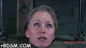 pretty bound playgirl teases with lusty body whipping