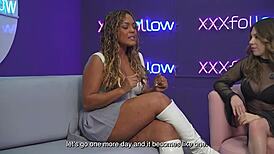 hey latina milf carla morelli goes hard with maxx betancur while interviewer dani ortiz watches wild