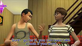 In sims 4 cuckold tale, wife cheats with boyfriend while old husband watches episode 3