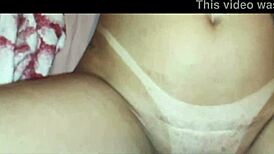 vallery g gets fucked doggystyle by horny couple then covered in hot cumshot all over shaved pussy