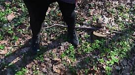 watch me finger fat pussy while hubby jerks in woods! 🌳💦